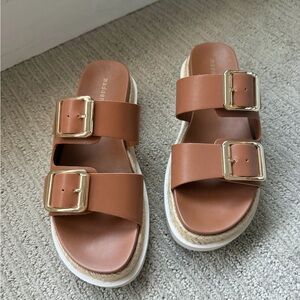 Madden Girl Brown Sandals with Gold Buckles